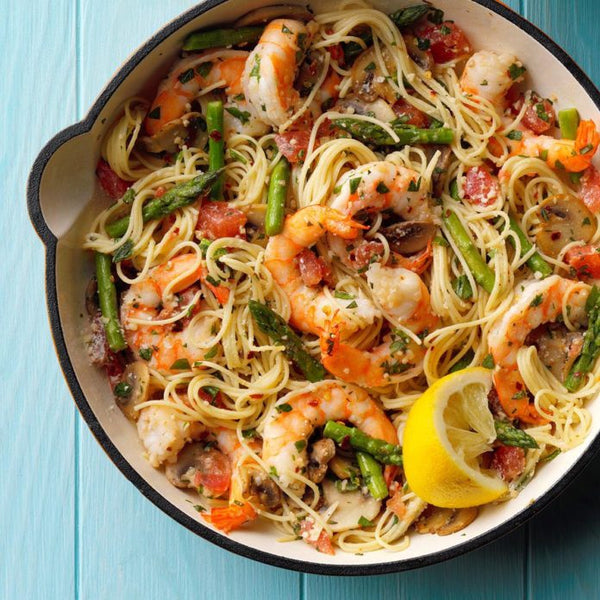 Seafood Pasta with Asparagus