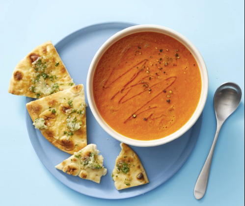 Vegan Tomato Soup with herby Pita bread